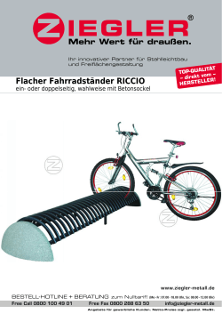 Flacher Fahrradständer RICCIO - Das ZIEGLER Handbuch zeigt