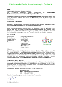 Infoblatt des F&ouml;rdervereins - Hessische Krebsgesellschaft e.V.