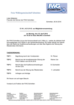 E I N L A D U N G zur Mitgliederversammlung