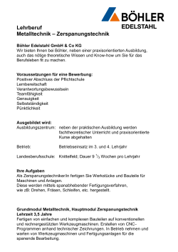 Lehrberuf Metalltechnik – Zerspanungstechnik