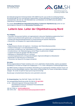 Leiterin bzw. Leiter der Objektbetreuung Nord