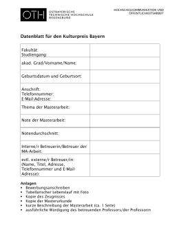 Datenblatt für den Kulturpreis Bayern