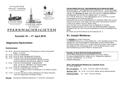 Kurzinfo 10. – 17. April 2016 Allgemeine Nachrichten St. Joseph