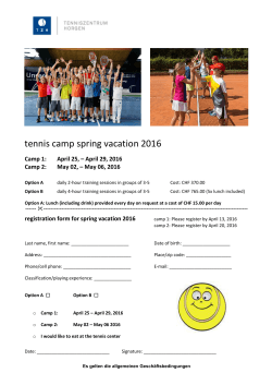 tennis camp spring vacation 2016