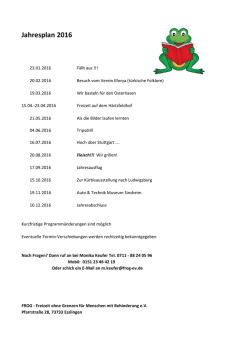 Jahresplan 2016 - Freizeit ohne Grenzen eV