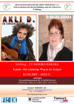 Vortrag : Dr MALIKA BARAKA KONCERT : AKLI D.