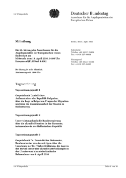 60. Sitzung Tagesordnung 13. April 2016