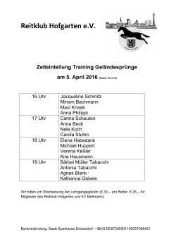 Reitklub Hofgarten eV Zeiteinteilung Training Geländesprünge am 5