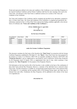 Final Terms - ING Markets