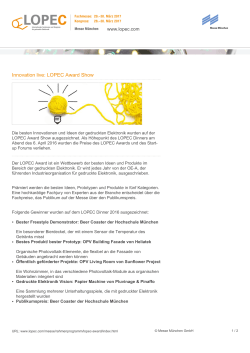 Innovation live: LOPEC Award Show