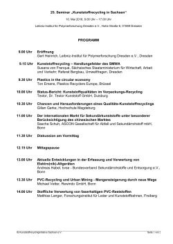 Programm - 25. Seminar „Kunststoffrecycling in Sachsen