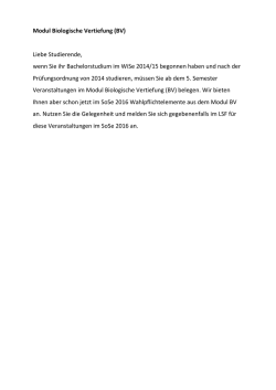 Modul Biologische Vertiefung (BV)