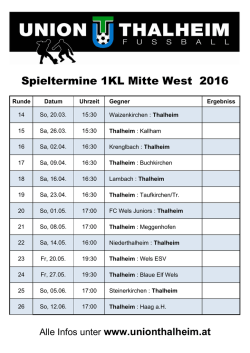 Spieltermine 2016