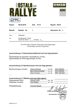 Bulletin 1 - Ostalbrallye