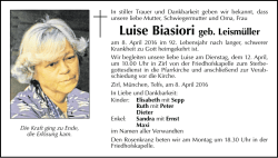 Luise Biasiori geb. Leismüller