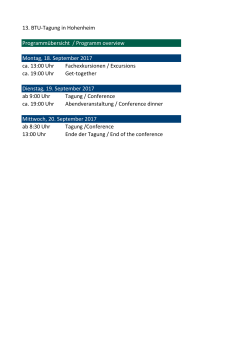 13. BTU-Tagung in Hohenheim Programmübersicht / Programm