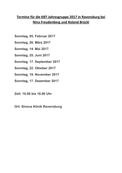 Termine für die KBT-Jahresgruppe 2017 in Ravensburg bei Nina