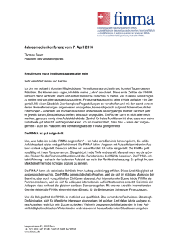 Jahresmedienkonferenz vom 7. April 2016