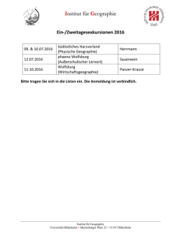 Institut f&uuml;r Geographie - Universit&auml;t Hildesheim