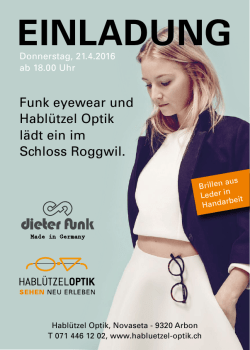 Einladung zur Präsentation der Leder Brillen