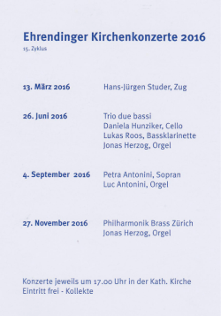 Ehrendinger Kirchenkonzerte 2016