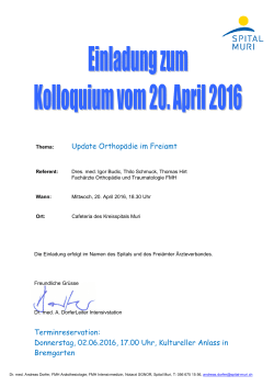 Einladung zum Kolloquium 20. April 2016