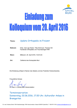 Einladung zum Kolloquium 20. April 2016