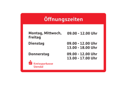 Hinweis &Ouml;ffnungszeiten 1-2016