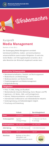 Flyer Bachelor Media Management - Rheinische Fachhochschule