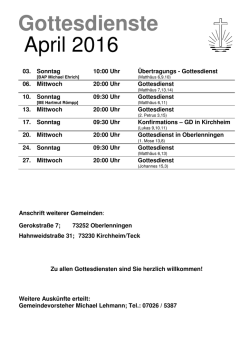 Gottesdienste April 2016