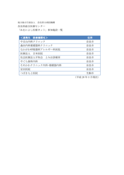 奈良県総合医療センター 「あをによし医療ネット」参加施設一覧