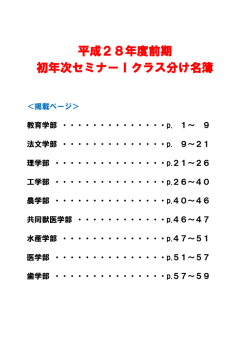 平成28年度前期 初年次セミナーⅠクラス分け名簿