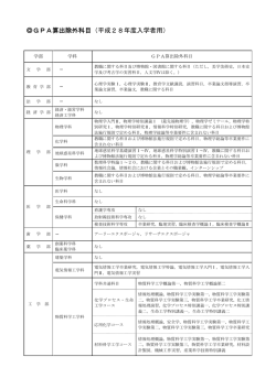 GPA算出除外科目（平成28年度入学者用）