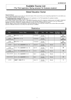 Statistics Available Course List