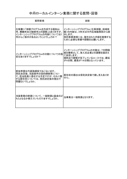 中丹ローカルインターン業務に関する質問・回答