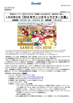 人気投票企画「2016 年サンリオキャラクター大賞」