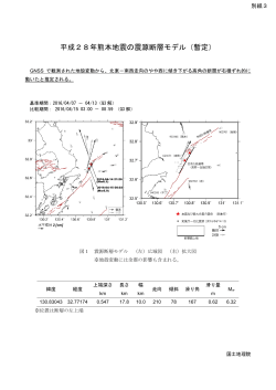平成28年熊本地震の震源断層モデル（暫定）