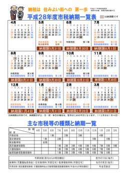 平成28年度市税納期一覧表 （PDF：235KB）
