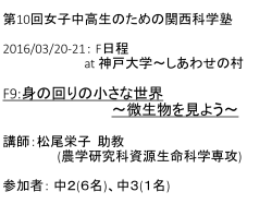 F09_身の回りの小さな世界 - 女子中高生のための関西科学塾