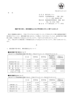 業績予想の修正、個別業績見込み及び特別損失の