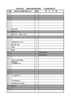 日 曜 校内および生徒に関すること 給食 校 外 行 事 平成28年度 美祢市立