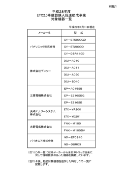 助成対象車載器一覧