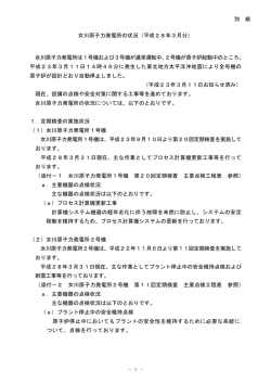 女川原子力発電所の状況（平成28年3月分）
