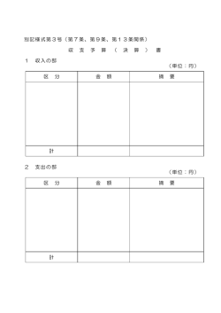 別記様式第3号（第7条、第9条、第13条関係） 収 支 予 算 （ 決 算 ） 書 1