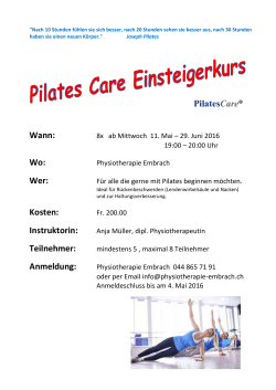 PilatesCare® Wann - Physiotherapie Embrach