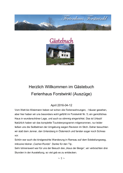 Gästebuch - Ferienhaus Forstwinkl