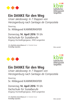 Ein DANKE f&uuml;r den Weg, 14.04.2016, 19.00 Uhr