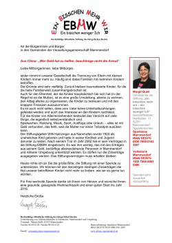 Spendenbrief EBMW - Stiftung "Ein bisschen mehr Wir