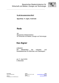 Rede - Bayerisches Staatsministerium f&uuml;r Wirtschaft und Medien