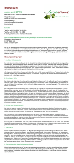 Impressum - Gartentr&auml;ume Momsen